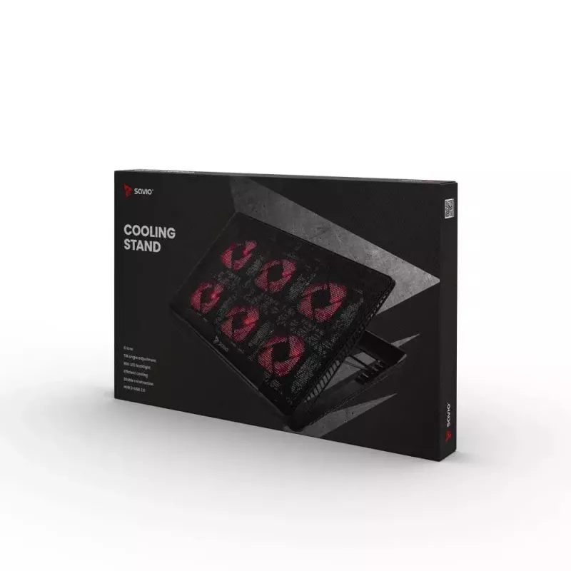 Aušinimo stovas nešiojamam kompiuteriui SAVIO COS-01 su 6 foniniais ventiliatoriais 2000 RPM, USB 2.0, iki 17,3 colių