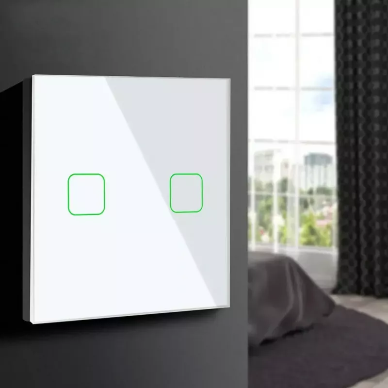 Liečiamas šviesos jungiklis MACLEAN MCE703W, stiklinė panelė, 1 grupė, 220V