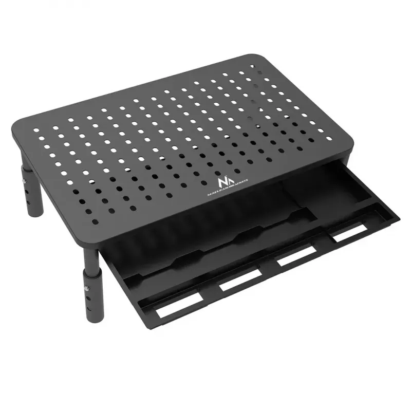 Stovas nešiojamam kompiuteriui MACLEAN MC-946 13–32 colių, 3 lygių aukštis (11/13/15 cm), stalčius, juodas, iki 20 kg