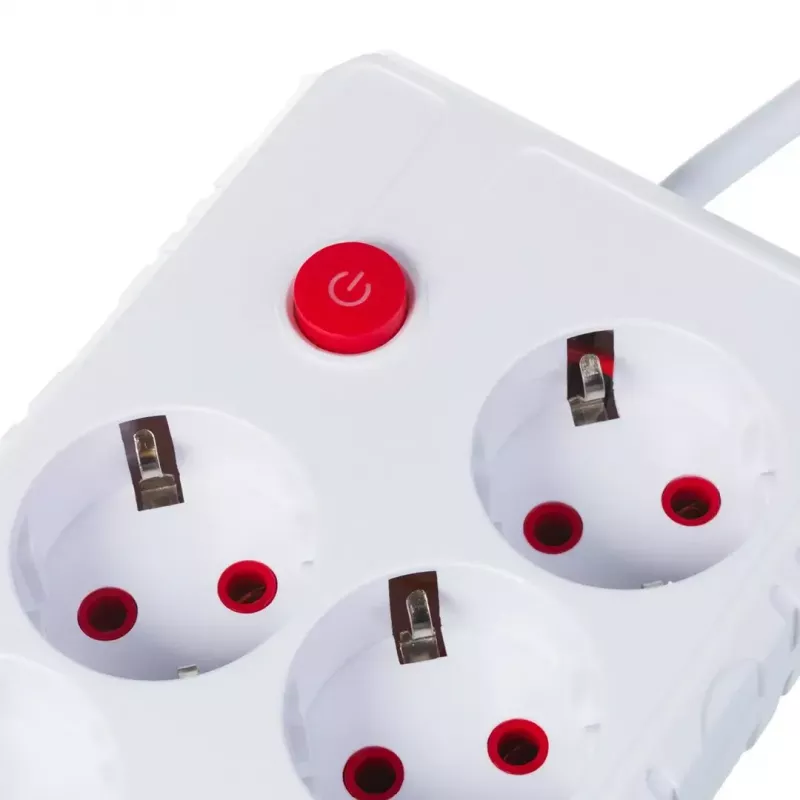 Maitinimo juosta MACLEAN MCE393 W — 4 lizdai + 3×USB, 110–240V, 2,1A USB, 2500W, 3 m, balta