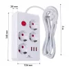 Maitinimo juosta MACLEAN MCE393 W — 4 lizdai + 3×USB, 110–240V, 2,1A USB, 2500W, 3 m, balta