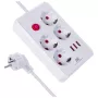 Maitinimo juosta MACLEAN MCE393 W — 4 lizdai + 3×USB, 110–240V, 2,1A USB, 2500W, 3 m, balta