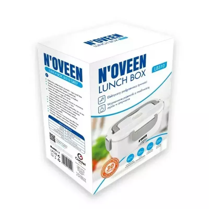 NOVEEN LB310 Electric Lunch Box Pilka – nešiojamas maisto šildytuvas, USB maitinamas, vieno skyriaus