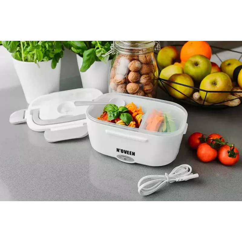 NOVEEN LB310 Electric Lunch Box Pilka – nešiojamas maisto šildytuvas, USB maitinamas, vieno skyriaus