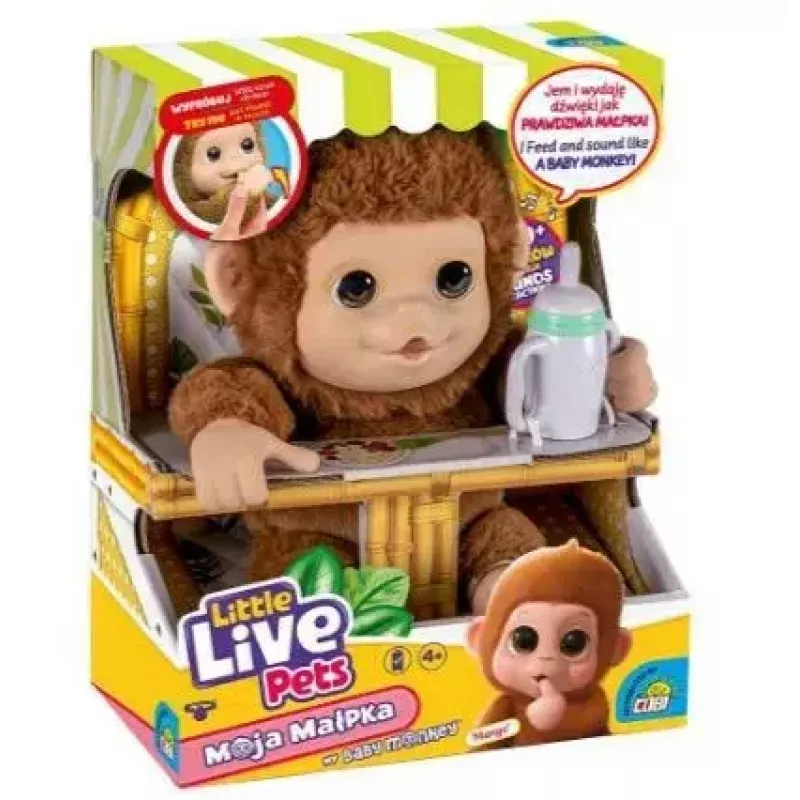 Interaktyvus žaislas Cobi Little Live Pets Monkey MO-26613 – beždžionėlė su garsais ir judesiais