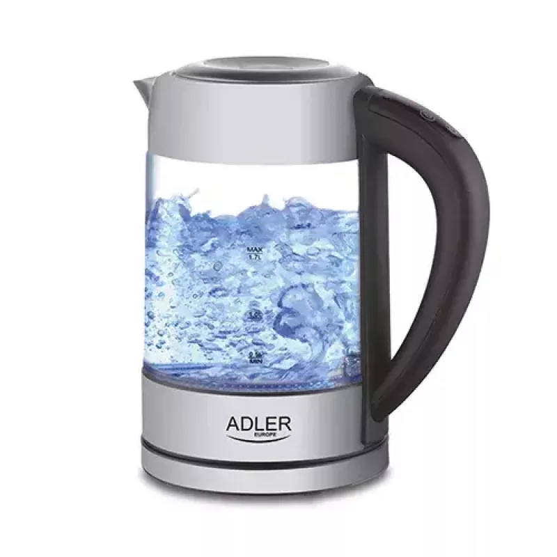 Elektrinis virdulys Adler AD 1247 1.7 l 2200 W stiklinis korpusas nerūdijančio plieno elementai juodas