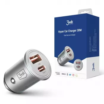 Automobilinis įkroviklis 3MK Hyper Car Charger 30W sidabrinis