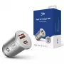 Automobilinis įkroviklis 3MK Hyper Car Charger 30W sidabrinis