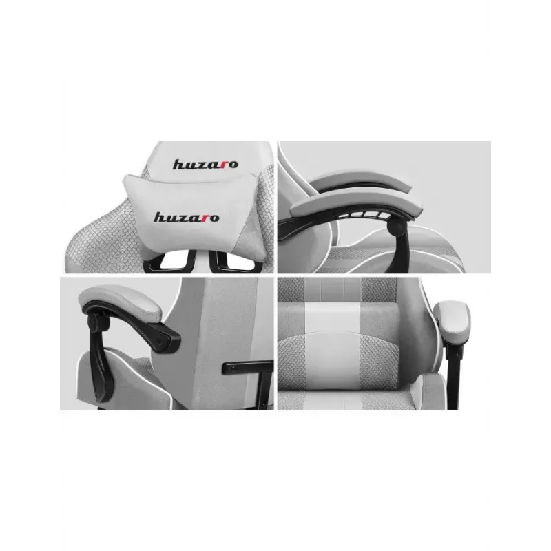 Žaidimų kėdė Huzaro FORCE 4.7 Bucket Seat Pilka — audinys, paminkštinta sėdynė ir atlošas, pakojis, maks. svoris 140 kg, aukštis 113–123 cm