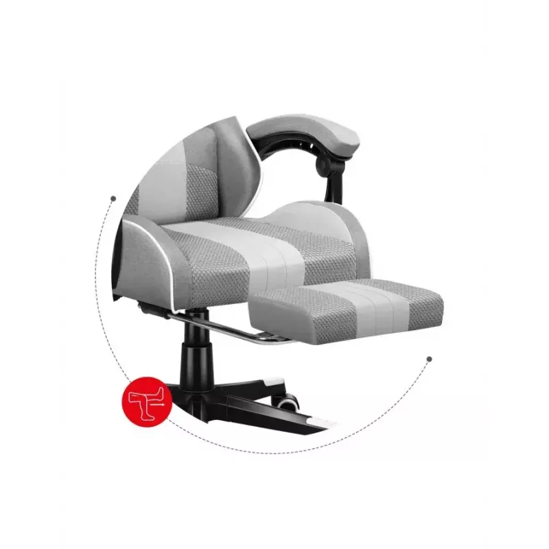 Žaidimų kėdė Huzaro FORCE 4.7 Bucket Seat Pilka — audinys, paminkštinta sėdynė ir atlošas, pakojis, maks. svoris 140 kg, aukštis 113–123 cm