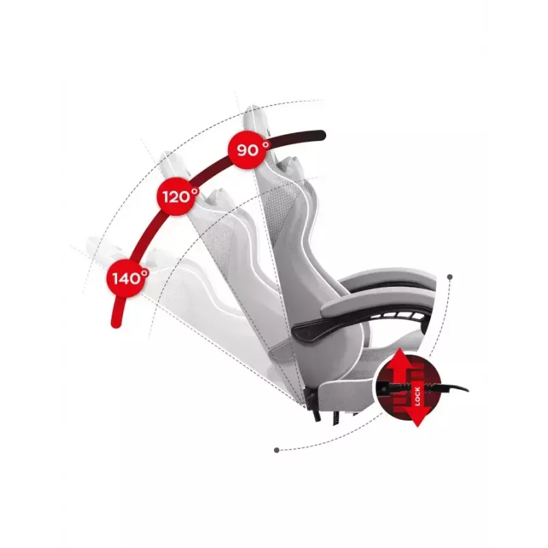 Žaidimų kėdė Huzaro FORCE 4.7 Bucket Seat Pilka — audinys, paminkštinta sėdynė ir atlošas, pakojis, maks. svoris 140 kg, aukštis 113–123 cm