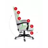 Žaidimų kėdė Huzaro FORCE 4.7 RGB White – medžiaginis kaušinis sėdynė, maks. apkrova 140 kg, aukštis reguliuojamas 43–53 cm, atlošo kampas 90–140°