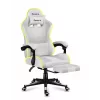 Žaidimų kėdė Huzaro FORCE 4.7 RGB White – medžiaginis kaušinis sėdynė, maks. apkrova 140 kg, aukštis reguliuojamas 43–53 cm, atlošo kampas 90–140°