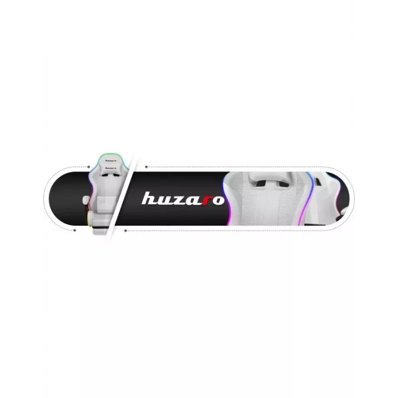 Žaidimų kėdė Huzaro FORCE 4.7 RGB White – medžiaginis kaušinis sėdynė, maks. apkrova 140 kg, aukštis reguliuojamas 43–53 cm, atlošo kampas 90–140°