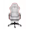 Žaidimų kėdė Huzaro FORCE 4.7 RGB White – medžiaginis kaušinis sėdynė, maks. apkrova 140 kg, aukštis reguliuojamas 43–53 cm, atlošo kampas 90–140°