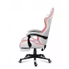 Žaidimų kėdė Huzaro FORCE 4.7 RGB White – medžiaginis kaušinis sėdynė, maks. apkrova 140 kg, aukštis reguliuojamas 43–53 cm, atlošo kampas 90–140°