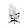 Žaidimų kėdė Huzaro FORCE 4.7 RGB White – medžiaginis kaušinis sėdynė, maks. apkrova 140 kg, aukštis reguliuojamas 43–53 cm, atlošo kampas 90–140°