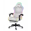 Žaidimų kėdė Huzaro FORCE 4.7 RGB White – medžiaginis kaušinis sėdynė, maks. apkrova 140 kg, aukštis reguliuojamas 43–53 cm, atlošo kampas 90–140°