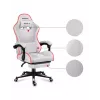 Žaidimų kėdė Huzaro FORCE 4.7 RGB White – medžiaginis kaušinis sėdynė, maks. apkrova 140 kg, aukštis reguliuojamas 43–53 cm, atlošo kampas 90–140°