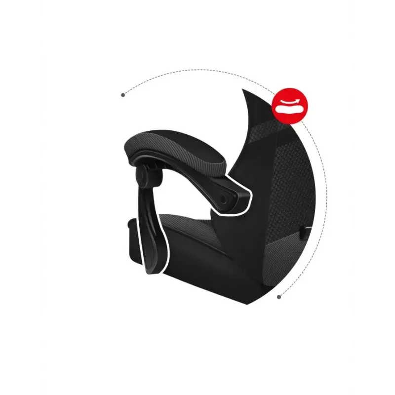 Gaming kėdė Huzaro FORCE 4.4 CARBON — medžiaginis kaušinis sėdynė, aukštis 115–125 cm, maks. apkrova 130 kg, plieninis pagrindas, reguliuojami porankiai