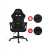 Gaming kėdė Huzaro FORCE 4.4 CARBON — medžiaginis kaušinis sėdynė, aukštis 115–125 cm, maks. apkrova 130 kg, plieninis pagrindas, reguliuojami porankiai