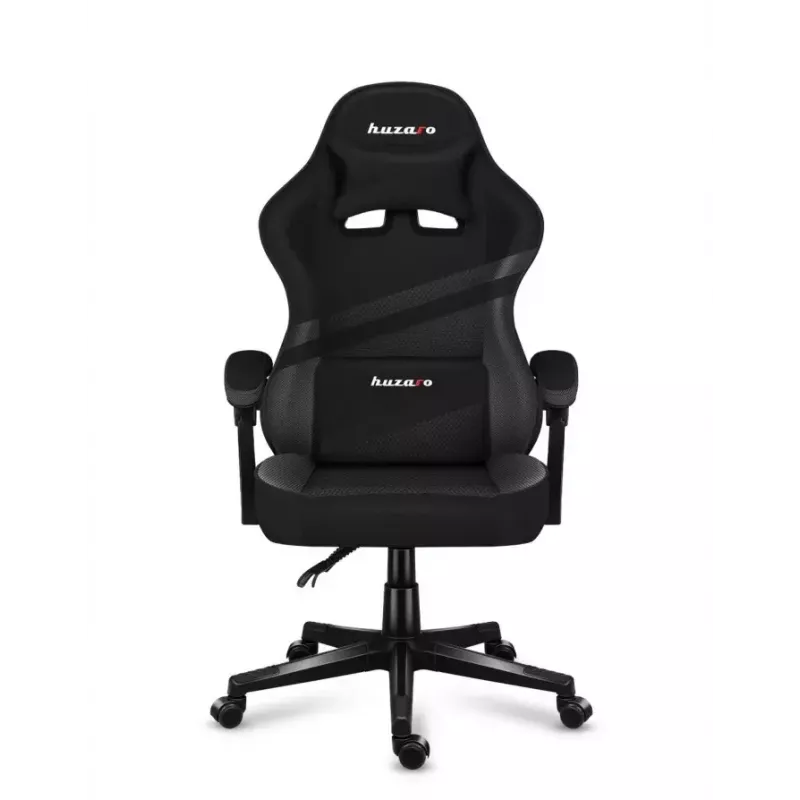 Gaming kėdė Huzaro FORCE 4.4 CARBON — medžiaginis kaušinis sėdynė, aukštis 115–125 cm, maks. apkrova 130 kg, plieninis pagrindas, reguliuojami porankiai