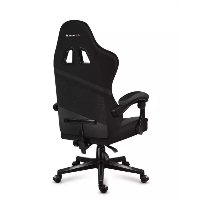 Gaming kėdė Huzaro FORCE 4.4 CARBON — medžiaginis kaušinis sėdynė, aukštis 115–125 cm, maks. apkrova 130 kg, plieninis pagrindas, reguliuojami porankiai