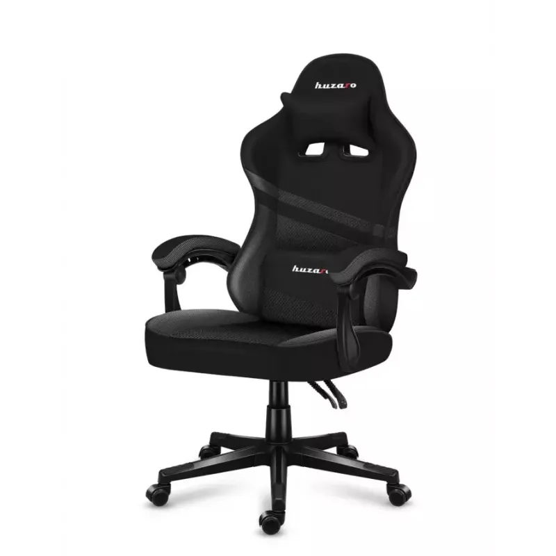 Gaming kėdė Huzaro FORCE 4.4 CARBON — medžiaginis kaušinis sėdynė, aukštis 115–125 cm, maks. apkrova 130 kg, plieninis pagrindas, reguliuojami porankiai
