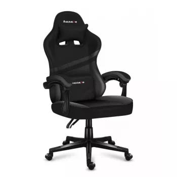 Gaming kėdė Huzaro FORCE 4.4 CARBON — medžiaginis kaušinis sėdynė, aukštis 115–125 cm, maks. apkrova 130 kg, plieninis pagrindas, reguliuojami porankiai