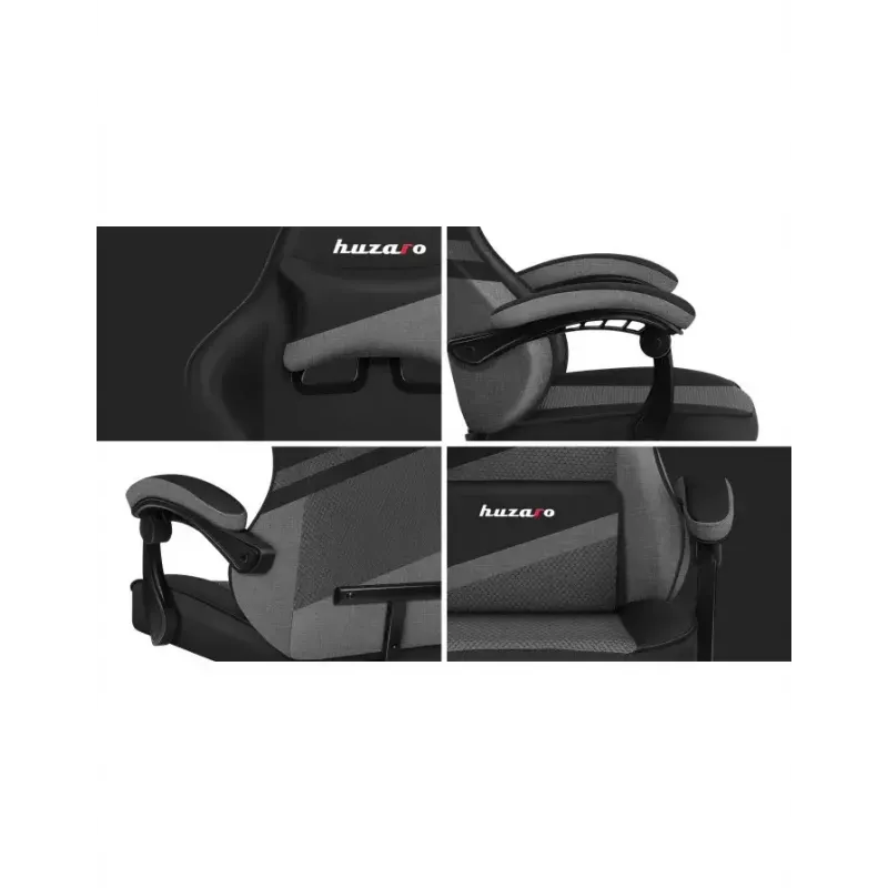 Žaidimų kėdė Huzaro FORCE 4.4 Bucket Seat Juoda Pilka — tinklinis audinys, max 130 kg, aukštis 45–55 cm, 5 ratukų