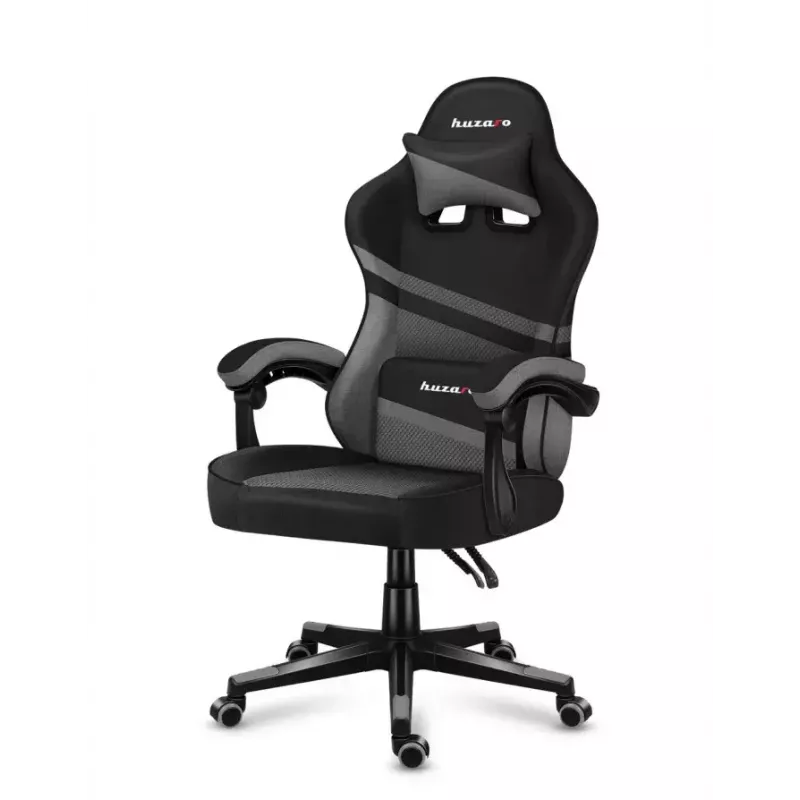 Žaidimų kėdė Huzaro FORCE 4.4 Bucket Seat Juoda Pilka — tinklinis audinys, max 130 kg, aukštis 45–55 cm, 5 ratukų
