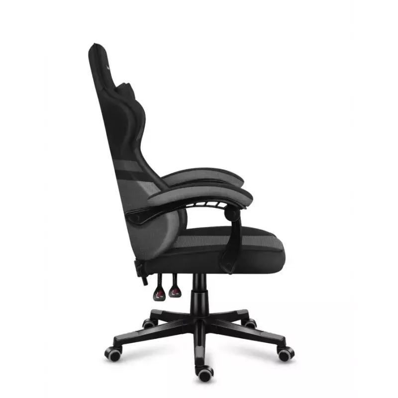 Žaidimų kėdė Huzaro FORCE 4.4 Bucket Seat Juoda Pilka — tinklinis audinys, max 130 kg, aukštis 45–55 cm, 5 ratukų