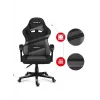 Žaidimų kėdė Huzaro FORCE 4.4 Bucket Seat Juoda Pilka — tinklinis audinys, max 130 kg, aukštis 45–55 cm, 5 ratukų