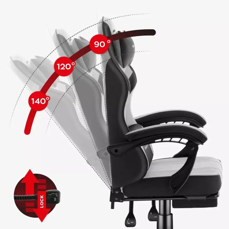 Gaming kėdė Huzaro Force 3.7 Pilka – ergonominė žaidimų kėdė, reguliuojamas aukštis 107,5–116,5 cm, sėdynės plotis 47 cm