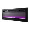 Stalelis televizoriui Cama Meble EVA su elektriniu židiniu 180×40×52 cm, baltas rėmas, blizgūs balti durys, MDF viršus