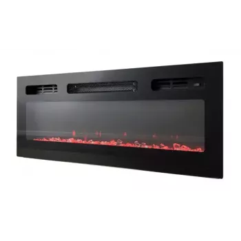 TV spintelė Cama Meble EVA su elektriniu židiniu 180x40x52 cm, juoda/blizganti juoda