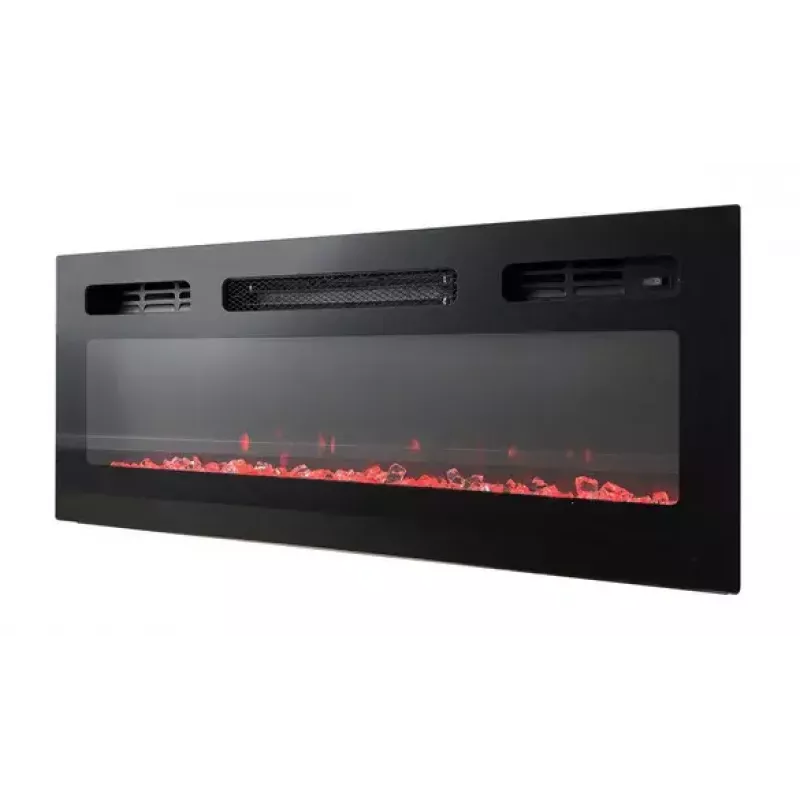 TV spintelė Cama Meble EVA su elektriniu židiniu 180x40x52 cm, juoda/blizganti juoda