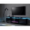 TV spintelė Cama Meble EVA su elektriniu židiniu 180x40x52 cm, juoda/blizganti juoda