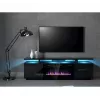 TV spintelė Cama Meble EVA su elektriniu židiniu 180x40x52 cm, juoda/blizganti juoda