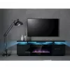TV spintelė Cama Meble EVA su elektriniu židiniu 180x40x52 cm, juoda/blizganti juoda