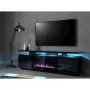 TV spintelė Cama Meble EVA su elektriniu židiniu 180x40x52 cm, juoda/blizganti juoda