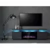 Spintelė televizoriui Cama Meble EVA su elektriniu židiniu 180x40x52 cm grafitas/blizgus grafitas