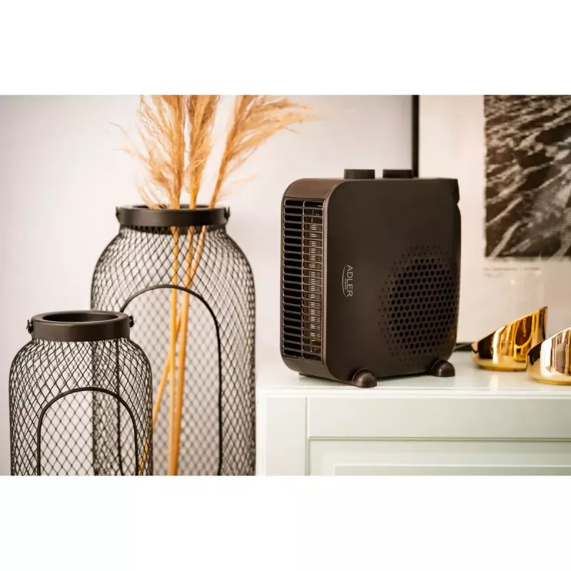 Elektrinis ventiliatorinis šildytuvas Adler AD 7725B, 2000 W, 2 galios lygiai, reguliuojamas termostatas, juodas