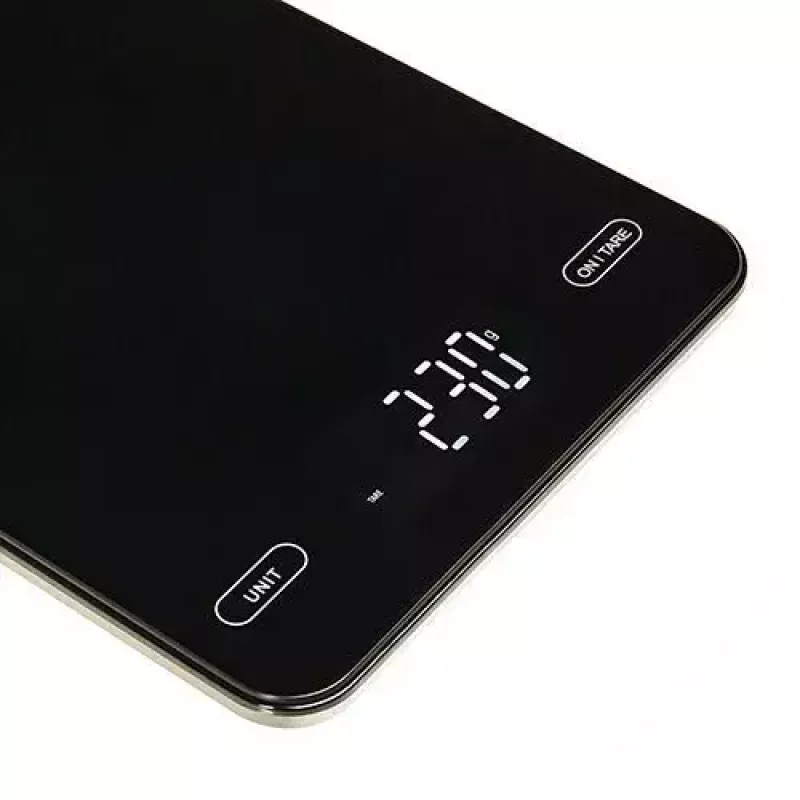 Virtuvinės elektroninės svarstyklės Adler AD 3177b – 10 kg talpa, 1 g tikslumas, juodos spalvos, stiklinis paviršius