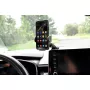 Automobilinis telefono laikiklis IBOX H-9 reguliuojamas kampas universalus pritaikymas išmaniesiems telefonams, siurbtukas, juodas, plastikinis