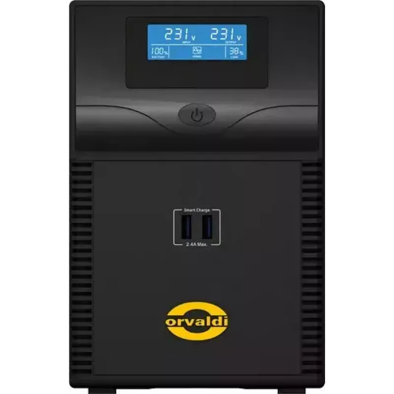 UPS ORVALDI ID1K5CH 1,5 kVA (900 W) Linijinis-interaktyvus, 24 V baterija, LCD, USB, kompaktiškas juodas