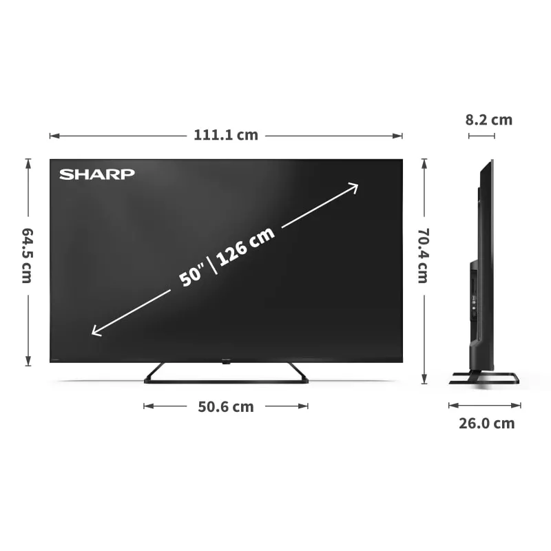 Sharp 50HP6265E televizorius 127 cm (50 colių) 4K Ultra HD Smart TV Wi-Fi juodas