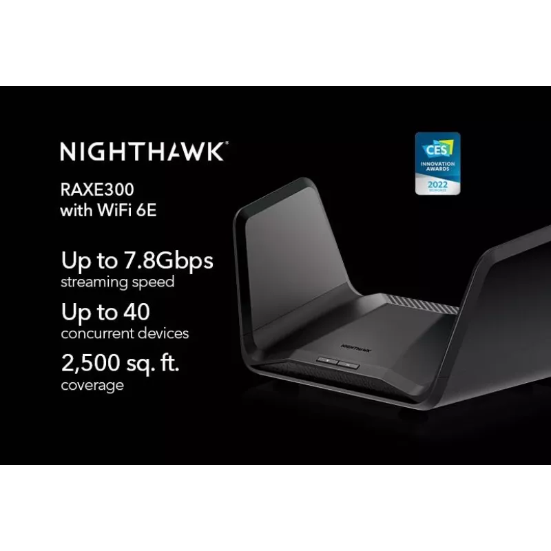 Netgear Nighthawk RAXE300 belaidis maršrutizatorius, Wi-Fi 6E, 4 prievadų komutatorius