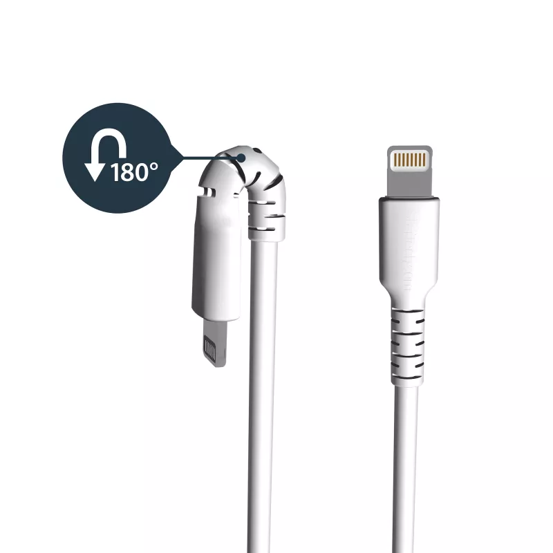 StarTech.com 1 m baltas USB-A į Lightning laidas – armuotas aramido pluoštu, MFi sertifikuotas, iPad/iPhone