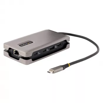StarTech.com USB-C kelių prievadų adapteris, 4K 60Hz HDMI 2.0b, HDR, USB 3.2 Gen 2 10Gbps šakotuvas (2xUSB-C, 1xUSB-A), 100W PD perdavimas, Mini kelioninis dokas, 12 colių/30 cm laidas, nešiojamojo kompiuterio dokavimo stotelė